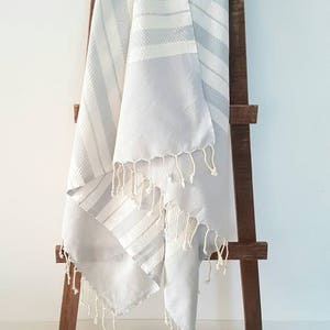 Grey Stripe Fouta 100% Cotton Lightweight Towel Natural Bath Towel SPA Sheet Travel Towel Grey Lovers image 1