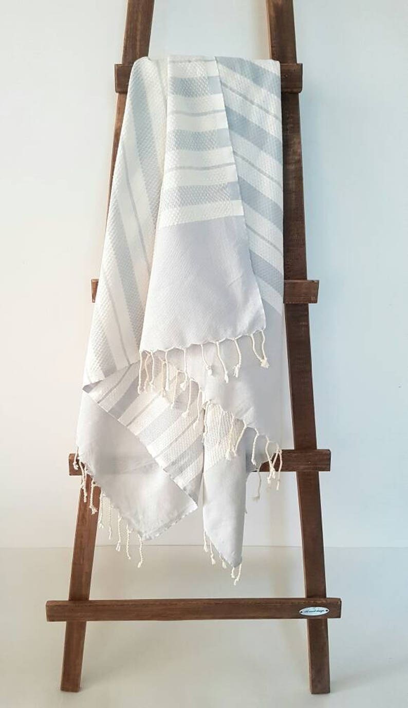 Grey Stripe Fouta 100% Cotton Lightweight Towel Natural Bath Towel SPA Sheet Travel Towel Grey Lovers image 1