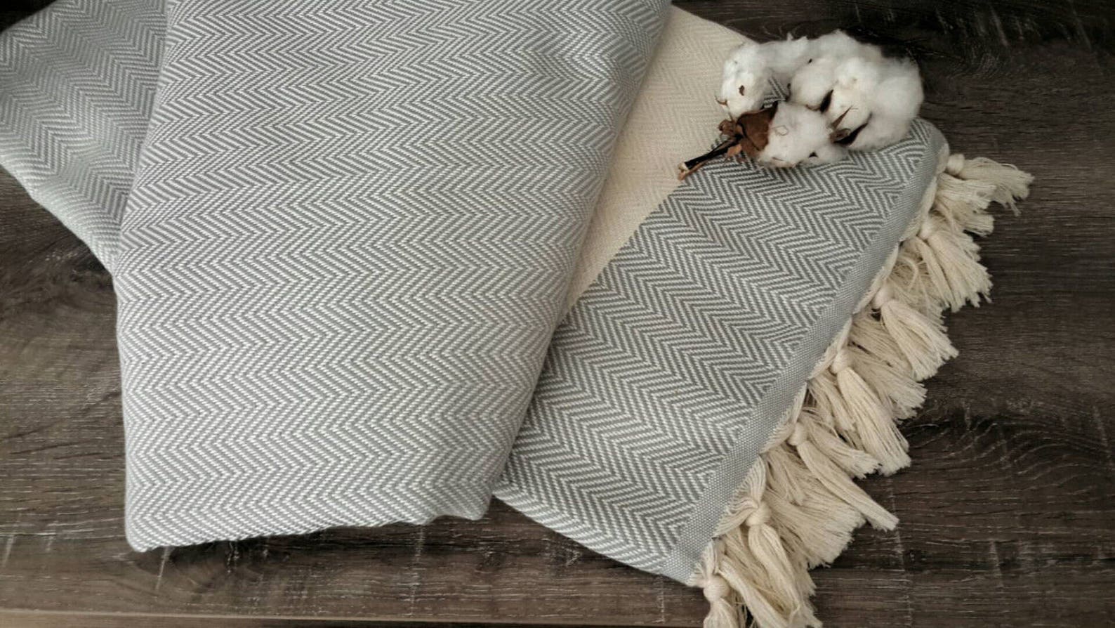 Blanket GREY HERRINGBONE 100 Cotton Blanket Organic Etsy