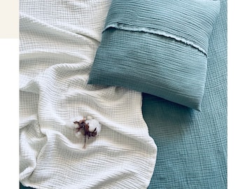 Musselin Decke - Weiche Baumwolle Überwurf - Verschiedene Farben erhältlich - 4 Schicht Musselin Tagesdecke - Natürliche Sommerdecke - Hochzeitsgeschenk