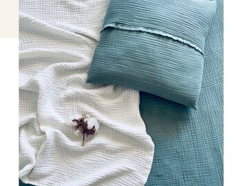 Muslin Throw Blanket - Soft Cotton Throw  - Different Colors Available - 4 Layer Muslin Coverlet - Natural Summer Blanket - Wedding Gift