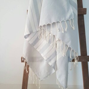 Grey Stripe Fouta 100% Cotton Lightweight Towel Natural Bath Towel SPA Sheet Travel Towel Grey Lovers image 2