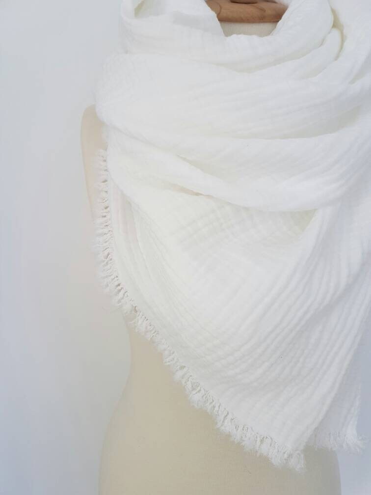 Ultrasoft White Scarf - Comfy Huge Shawl - White Woman Scarf