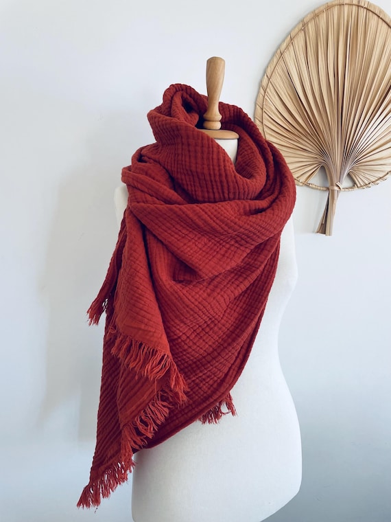 Oversized Scarf Blanket in Red Brick Chunky Scarves Ultrasoft