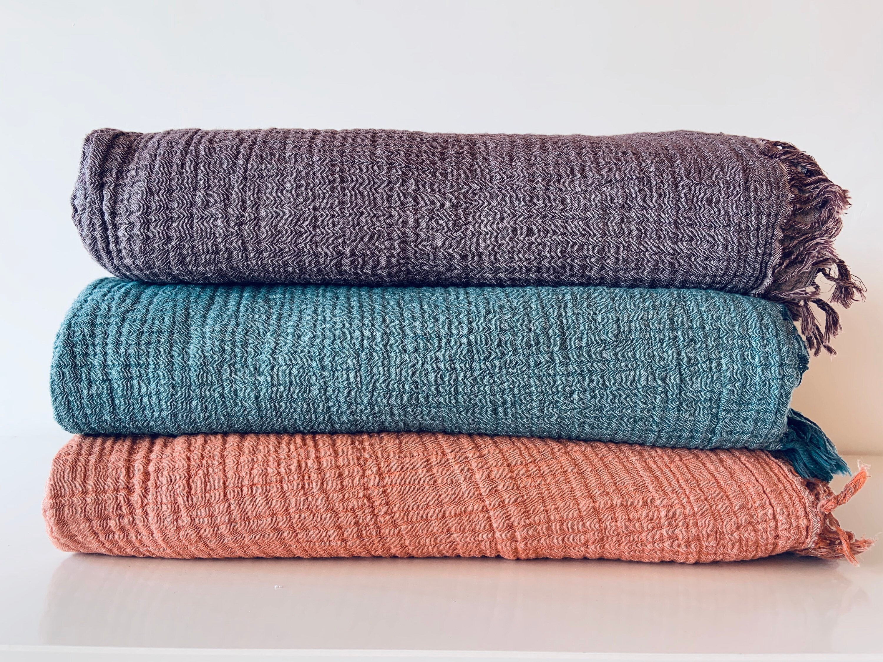 Cotton Gauze Blanket Huge Coverlet With Fringes Naturally Etsy Australia