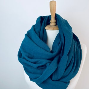 Petrol Blue Scarf Wrap - Cotton Scarves Wraps  - Gauze Muslin Scarf - Fashion Woman Scarves - Christmas Gift  - Oversized Scarves