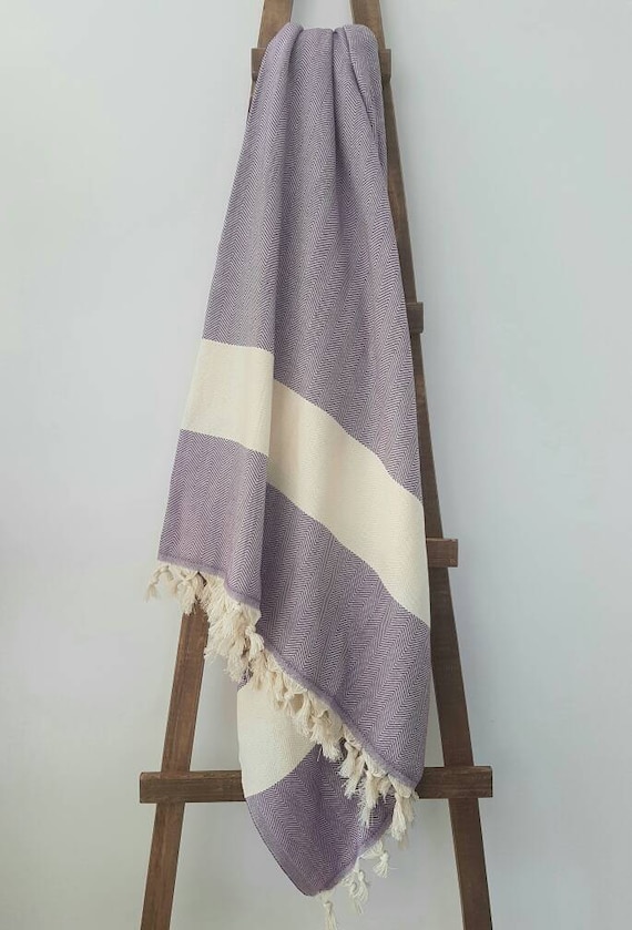 100 % Cotton blanket in Purple Herringbone - Fashion Chevron BedCover - Bohemian Home Linen - Purple Coverlet - Cozy Bedding