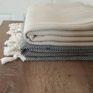 Manta 100 % algodón - Manta tejida - Manta con cubierta de espiga - Manta de picnic familiar grande - Ropa de cama de moda para el hogar