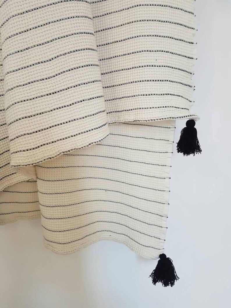 Stripe Throw Blanket With Tassels Bridesmaid Gift Bohemian Etsy