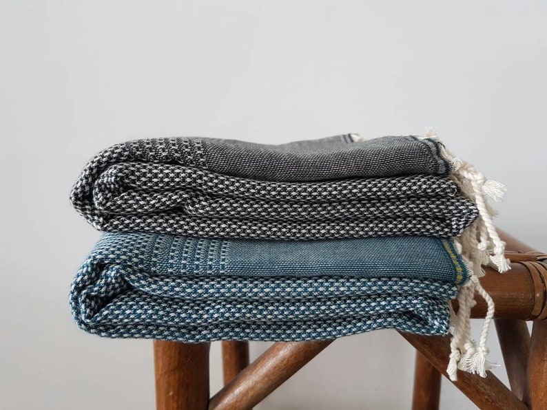 Big Black Towel Beach Sarong Black Spa Sheet Woven Fouta Etsy