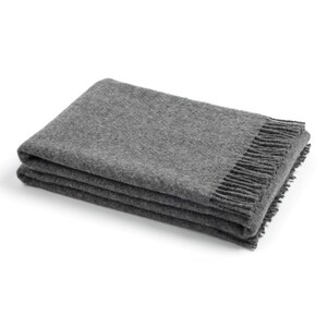 Charcoal Grey wool blanket with fringes - Wool Coverlet - Pure Wool bedding  - Gray Winter blanket - Charcoal Grey Bed throw - Gray Lovers