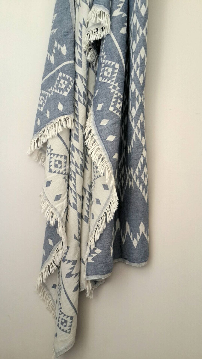 Denim Blue Throw in Aztec Motives BohoStyle Throw Blanket Etsy
