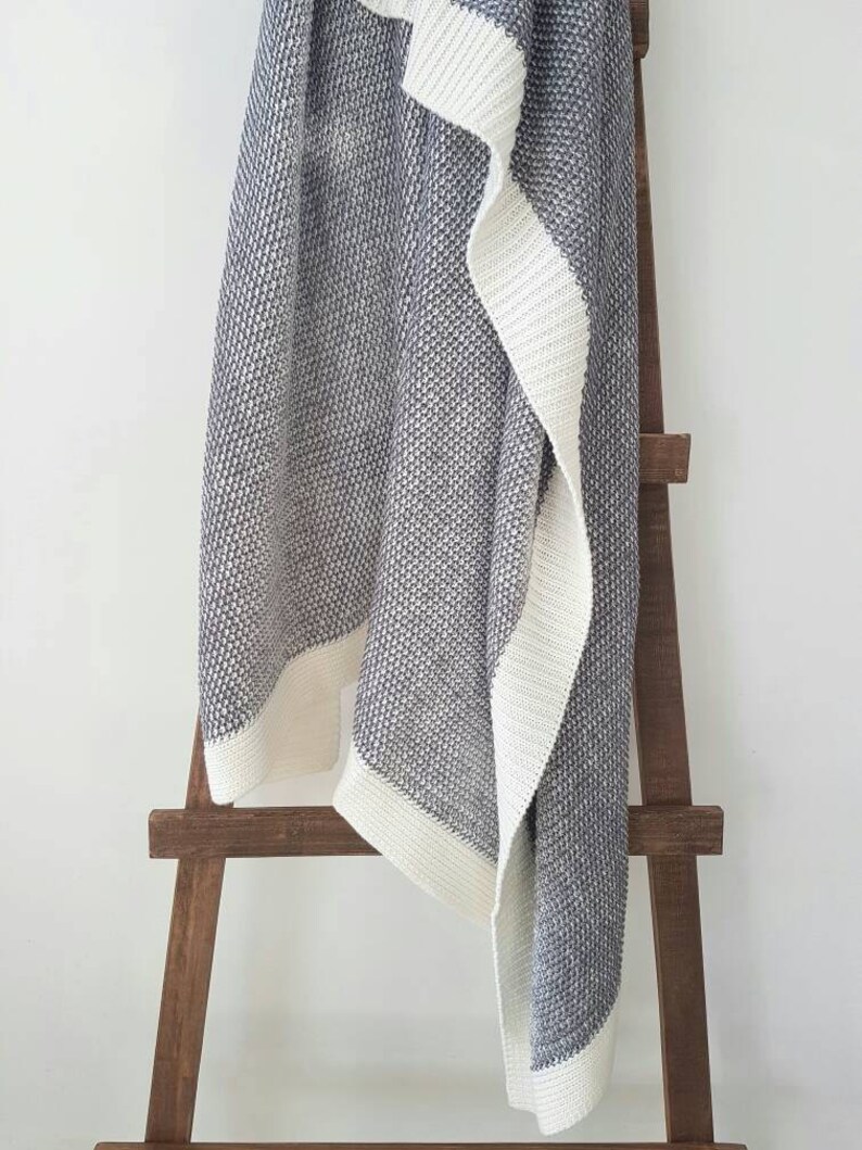 Gray Knitted throw blanket Pure Cotton quilt Gray White Etsy