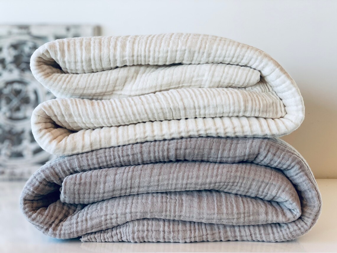 Musselin Bettüberwurf Musselindecke für Erwachsene Gaze Etsy Schweiz