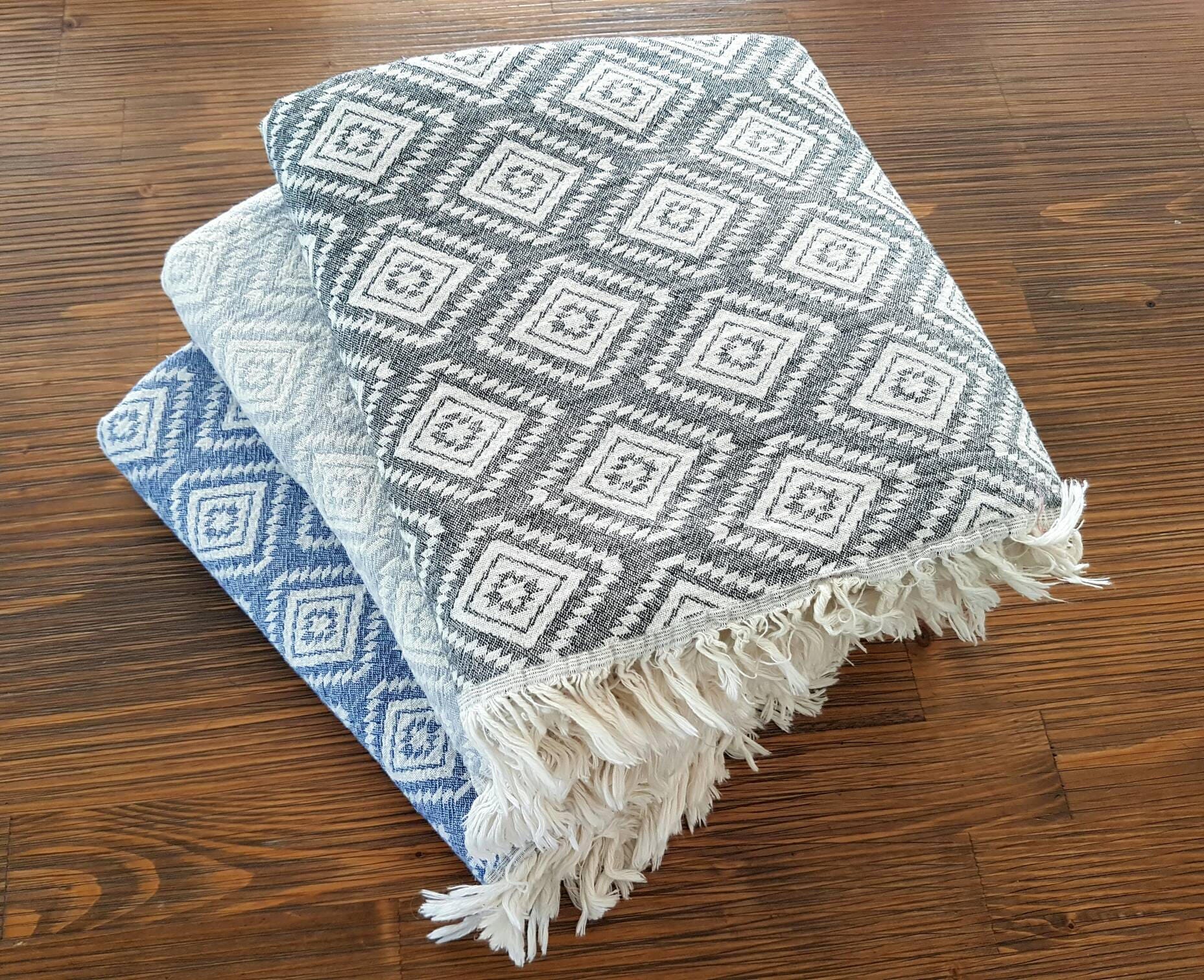Geometric Blanket Throw 100 Cotton Quilt Bohemian Throw Etsy