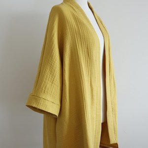 Kimono Cardigan  - Fashion Yellow Clothing - 11 Colors Available - Muslin Cotton Woman Kimono Robe -  Woman Jacket - Gift for Mother