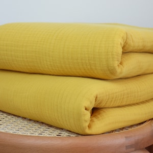 Yellow Cotton Blanket - 15 Colors Available -  4 Layer Muslin Throw Blanket - Cozy Summer Coverlet - Family Bedspread - Queen King Sizes