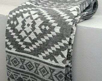 Gray Aztec Fouta Towel – Cotton Beach Throw Yoga Mat