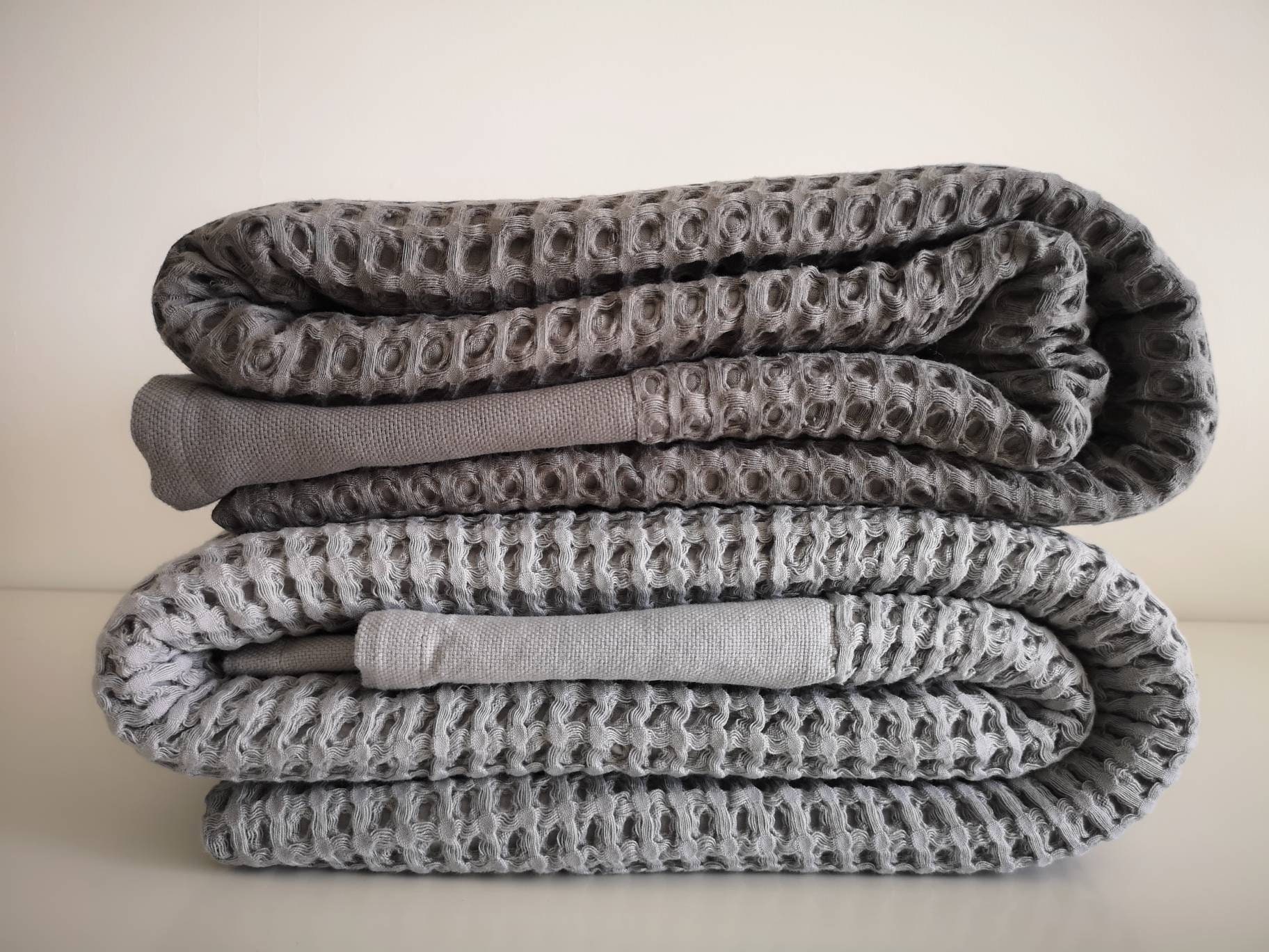 Couverture Grise Tissée - Couverture de Jet Surdimensionnée Cadeau Graduation Gaufre Boho Home Decor