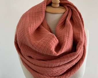 Oversized Cotton Scarf - Fall Winter Scarves - Huge Cotton Gauze Shawl - Soft Muslin Wrap - Brick Red Shawl - Gift for Mother