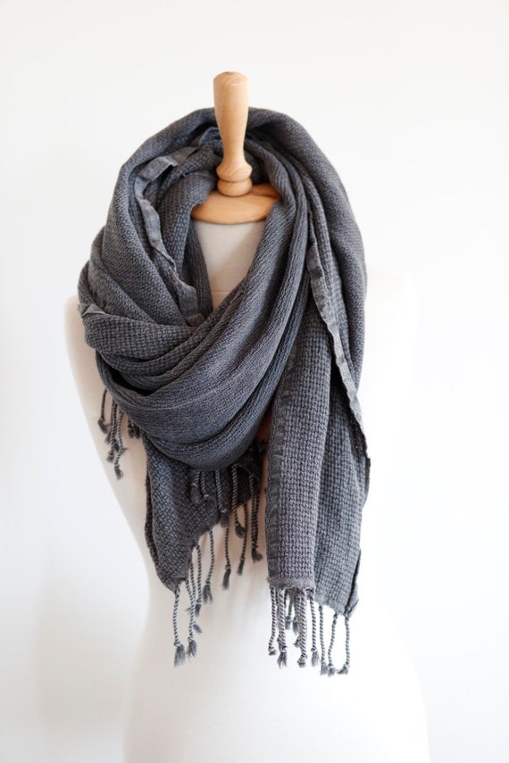 Gray Blanket Scarf Bohemian Style Shawl Comfy Winter Scarf - Etsy