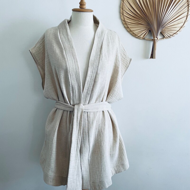 Breezy Grove Cotton-Linen Kimono main image 0