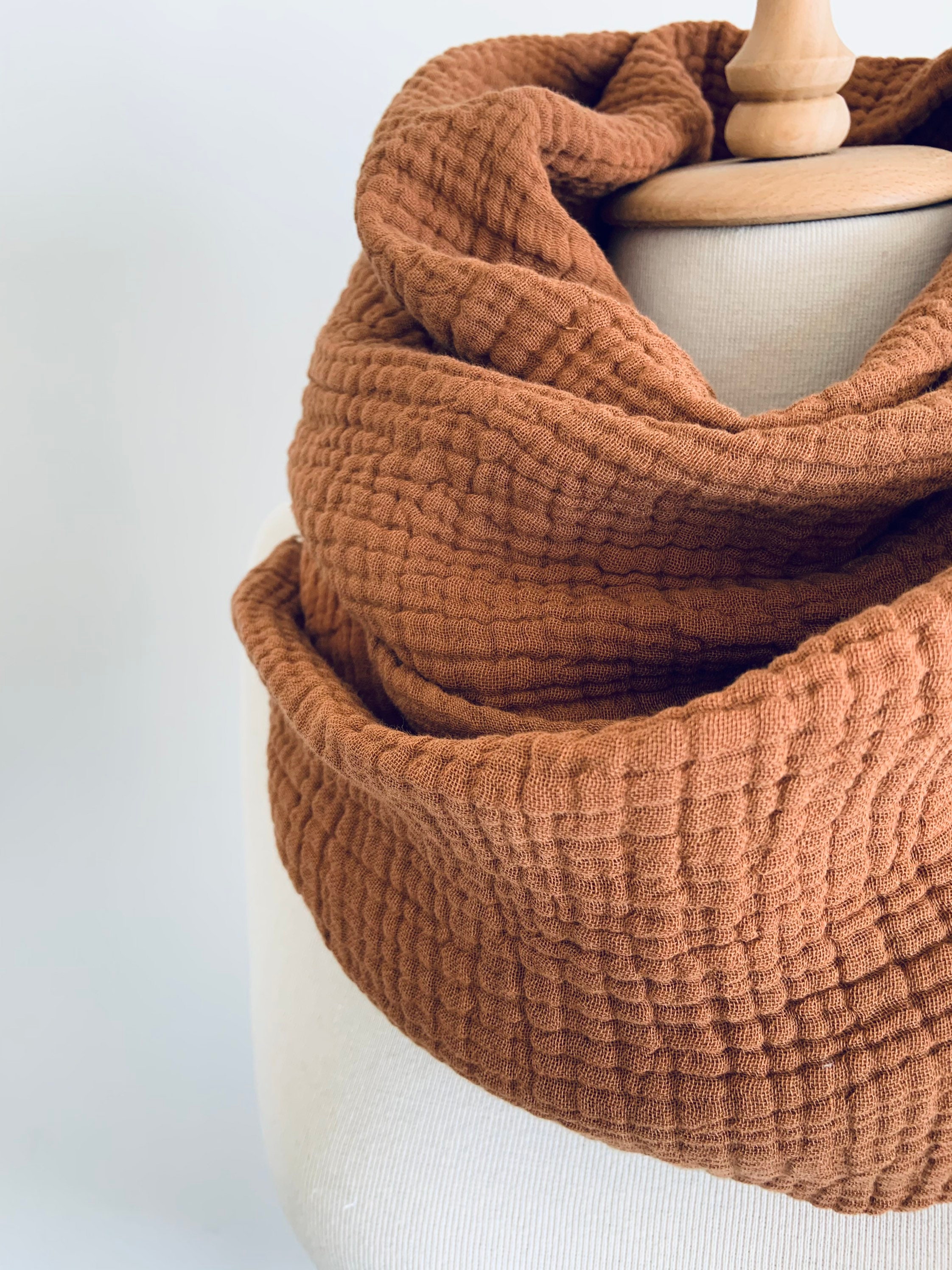 Double Gauze Cotton Scarf Oversized Shawl in Cinnamon Brown Etsy