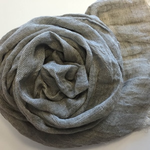 Grey Linen scarf Linen wrap Grey Shawl Organic Flax scarf Linen Woman Scarf Men Scarf Unisex Linen accessories Summer Wrap image 4