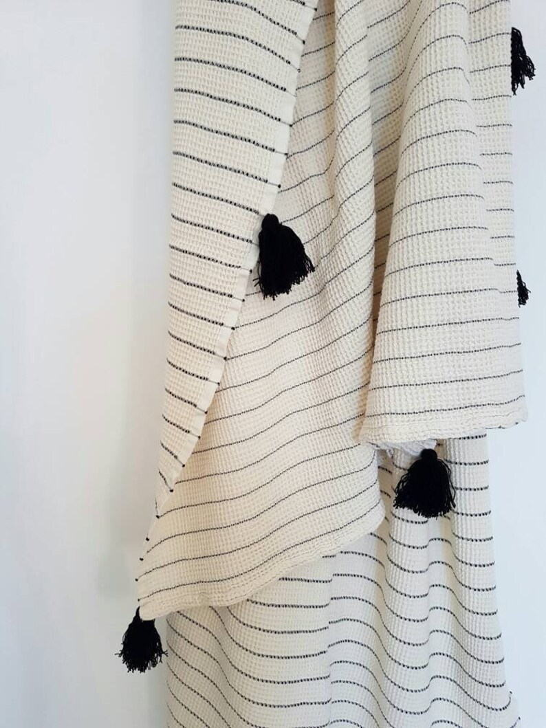 Stripe Throw Blanket With Tassels Bridesmaid Gift Bohemian Etsy
