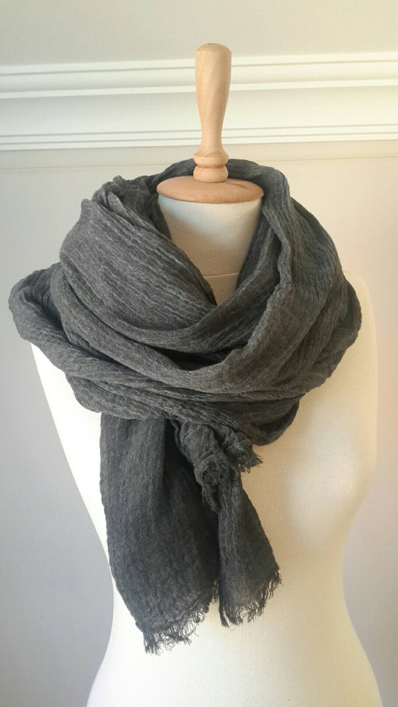 Oversized Scarf in Charcoal Grey Rustic Scarves | Etsy