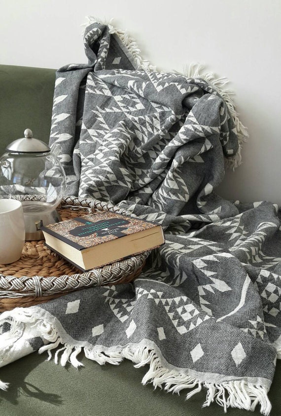 Boho Style Blanket Throw Stonewashed Cotton Throw Beach Etsy