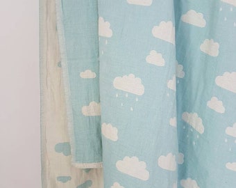 Blue Clouds blanket for kids - Baby Nursery Blanket - Baby Shower Gift  - Cozy Nursery Decor
