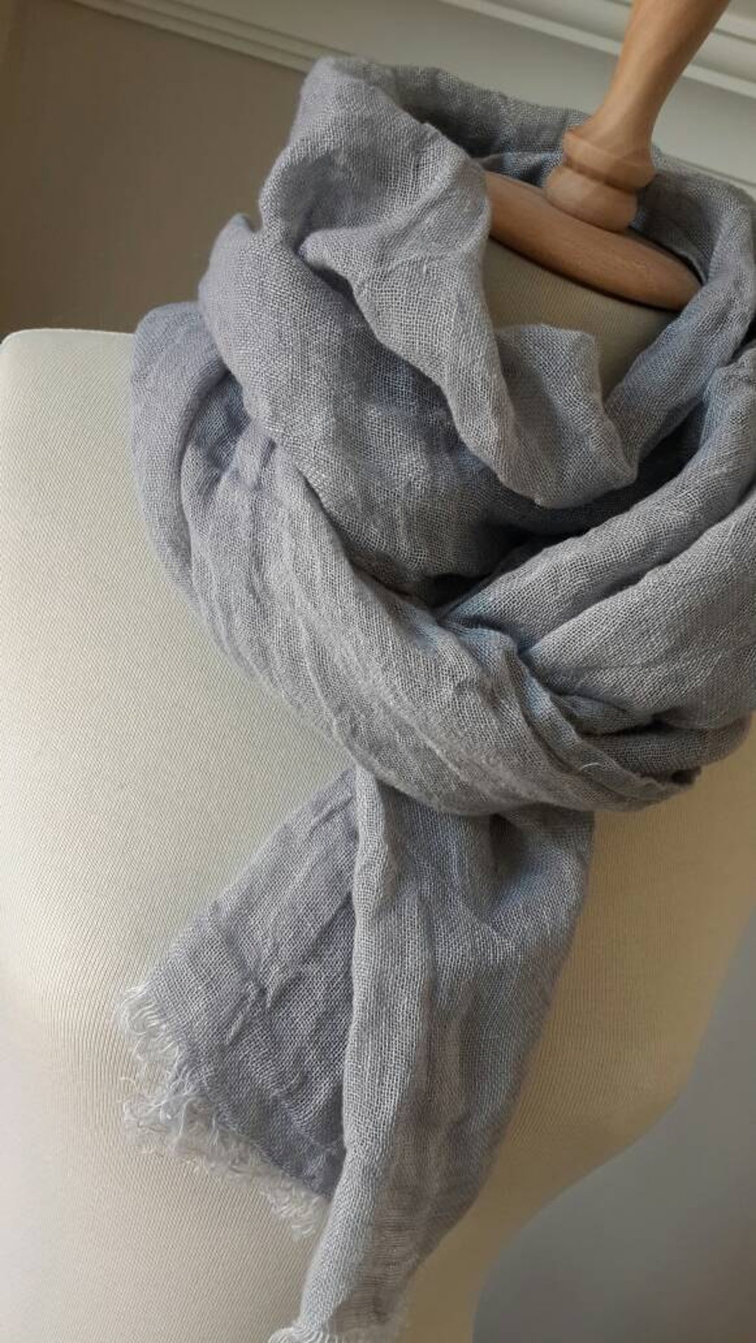 100 % Linen Scarf Silver Grey Linen Wrap Woman Scarf - Etsy