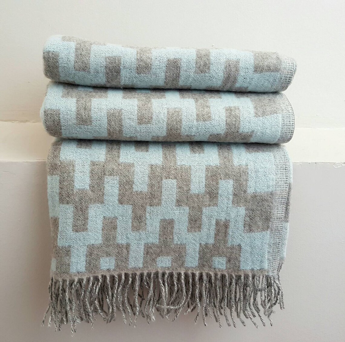Geometric Merino Wool Blanket Soft Wool Coverlet Home Etsy