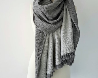 Huge Grey Scarf - Bohemian Style Wrap - UltraSoft Oversized Gray Scarf Blanket - Fashion Scarves - Unisex Scarves - Comfy UltraSoft Big Shaw