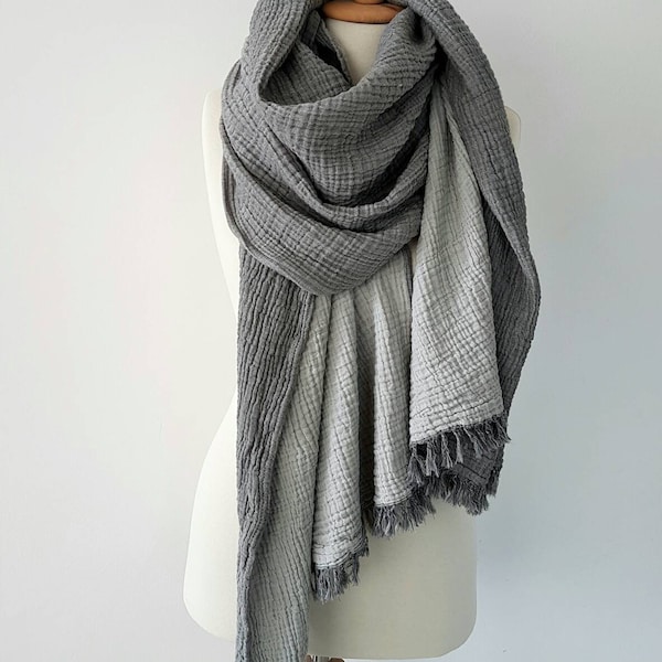 Huge Grey Scarf - Bohemian Style Wrap - UltraSoft Oversized Gray Scarf Blanket - Fashion Scarves - Unisex Scarves - Comfy UltraSoft Big Shaw