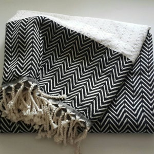 BohoChic throw towel Yoga towel mat Chevron ZigZag fouta Woven Cotton towel Luxurious towel throw Yachting towels image 2