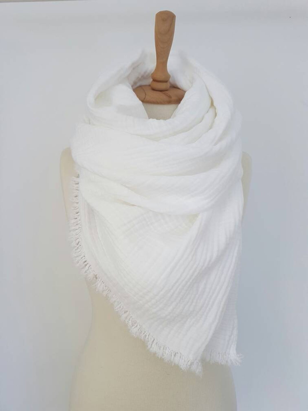 Ultrasoft White Scarf - Comfy Huge Shawl - White Woman Scarf