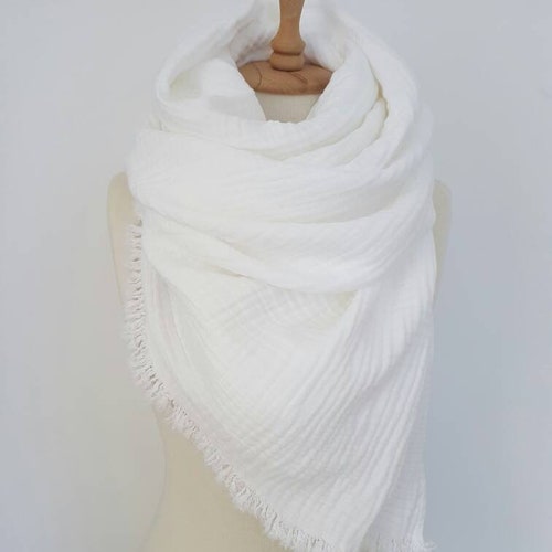 Ultrasoft White Scarf - Comfy Huge Shawl - White Woman Scarf