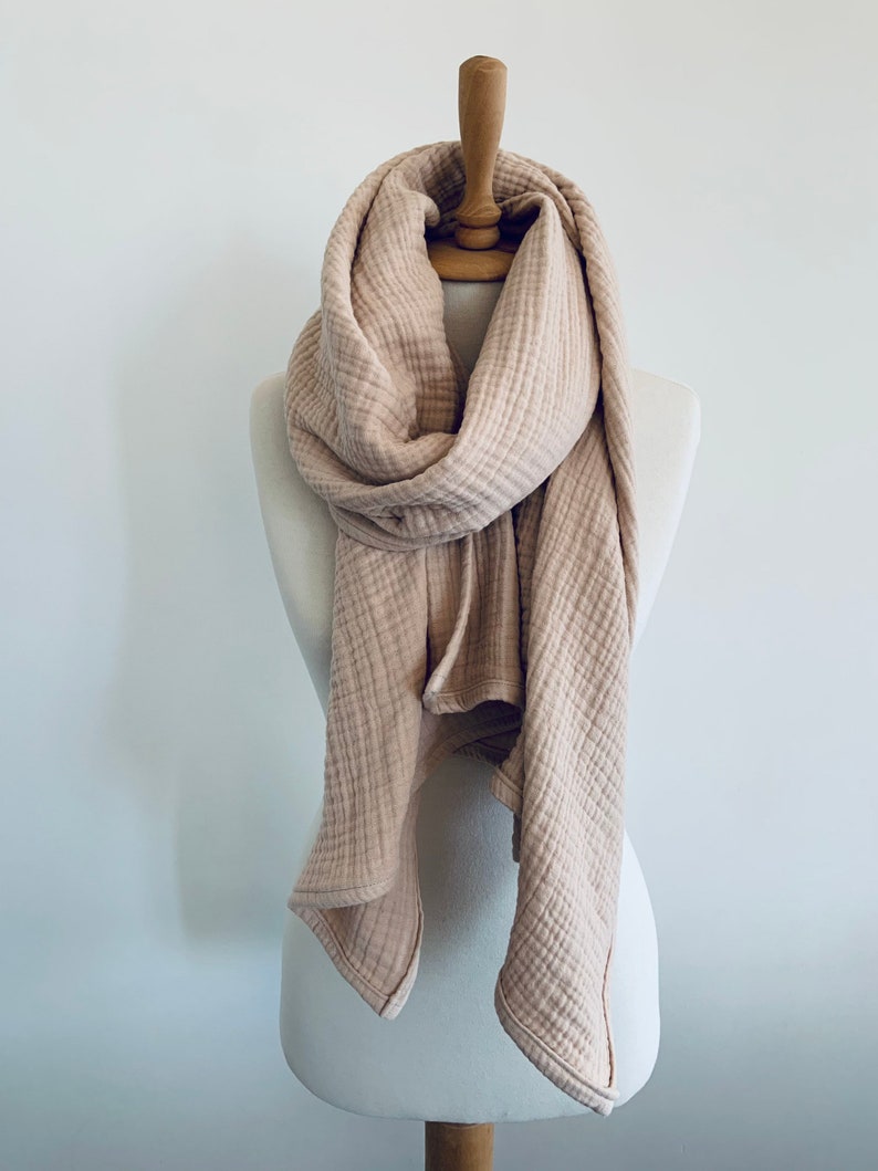 Chevron Woven Winter Scarf in Beige