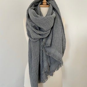 Huge Bohemian Shawl - Oversized Gray Scarf Blanket - Travel Cover-Up - Big Cotton Scarf  - BohoStyle Casual Wearing