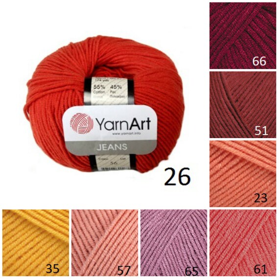 Yarnart Jeans Pack Of 8 Skeins Yarns Red Orange Yellow Pattern Yarn Cotton Yarn Crochet Yarn Knitting Supplies Scarf Yarn Knit Yarn