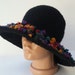 Wool Hat, Crochet Hat, Knitting Pattern, Flower Pattern, Winter Hat, Stylish hat, Hand Knit hat, Chunky Wool, Womens winter hats, Black hat