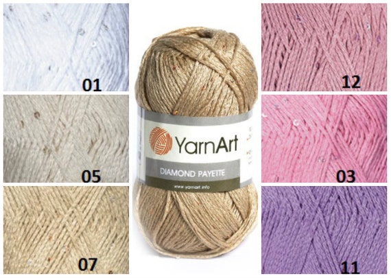 Yarnart Diamont Payette Pack Of 4 Skeins Yarns Cotton Yarn Knitting Cotton Yarn Crochet Cotton Yarn Knitting Supplies Sequined Yarn