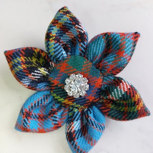 Anderson Ancient Wool Tartan Flower Diamante Scottish Brooch