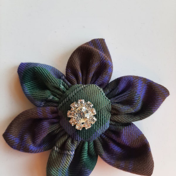 Isle of Skye Tartan Flower Diamante Scottish Brooch