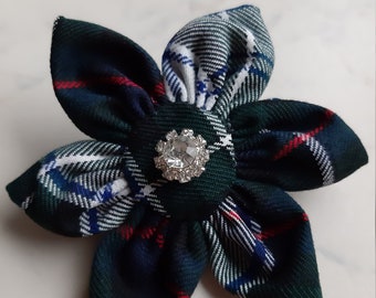 MacKenzie Dress Tartan Flower Diamante Scottish Brooch