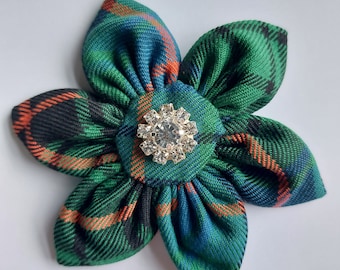 Davidson Ancient Tartan Flower Diamante Scottish Brooch