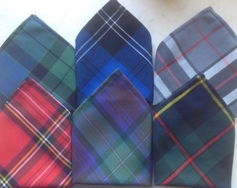 SUPERNOVA Red Stewart Tartan Check 3 Point Carded Pocket Handkerchief Mod SUPERNOVA Red Stewart Tartan Check 3 Point Carded Pocket Handkerchief Mod