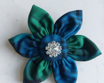 Campbell Ancient Tartan Flower Diamante Scottish Brooch